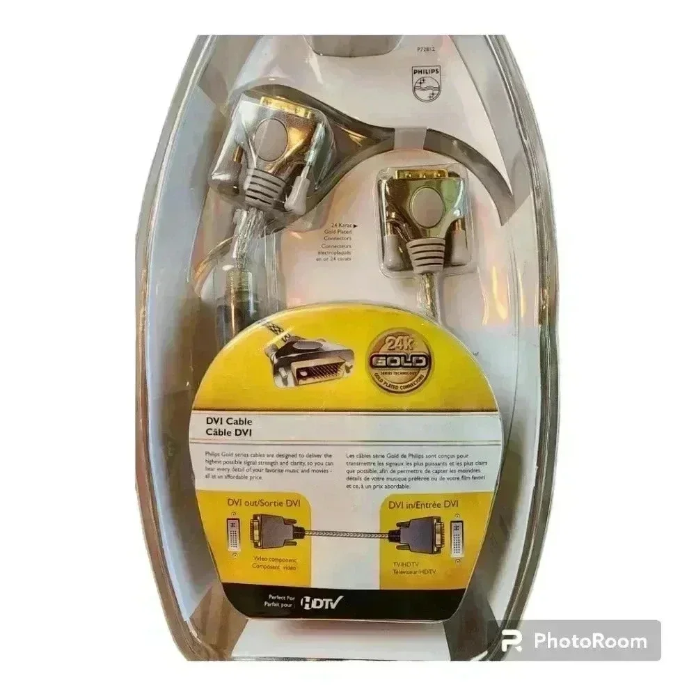 Cavo DVI Philips P72812 – 12 Piedi, Connettori Placcati Oro 24k, HDMI Maschio A DVI-D Singolo Link